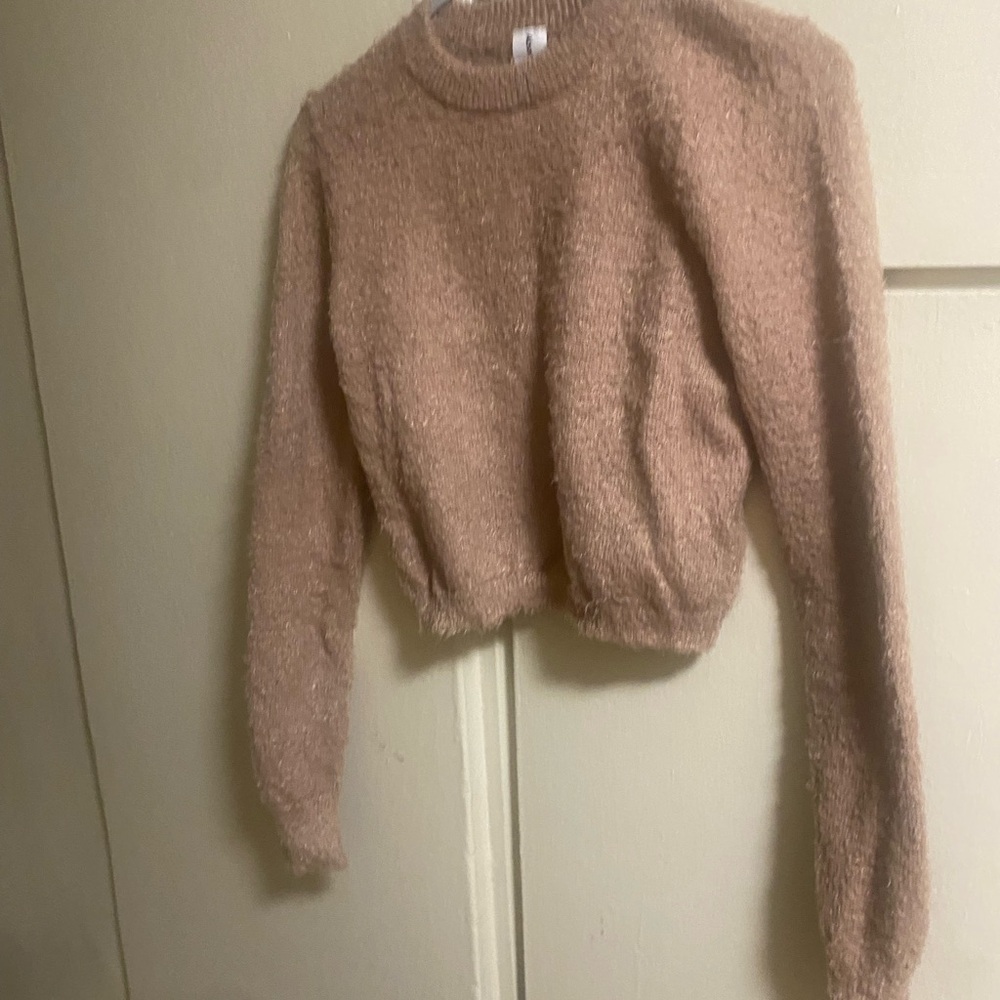 Abound Fuzzy Brown Crew Neck Sweater
